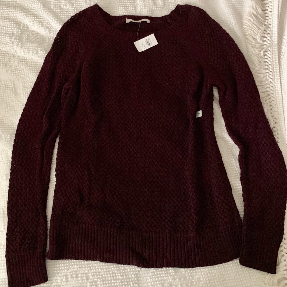 NWT Cozy LOFT Waffle Knit Sweater Aubergine/purple